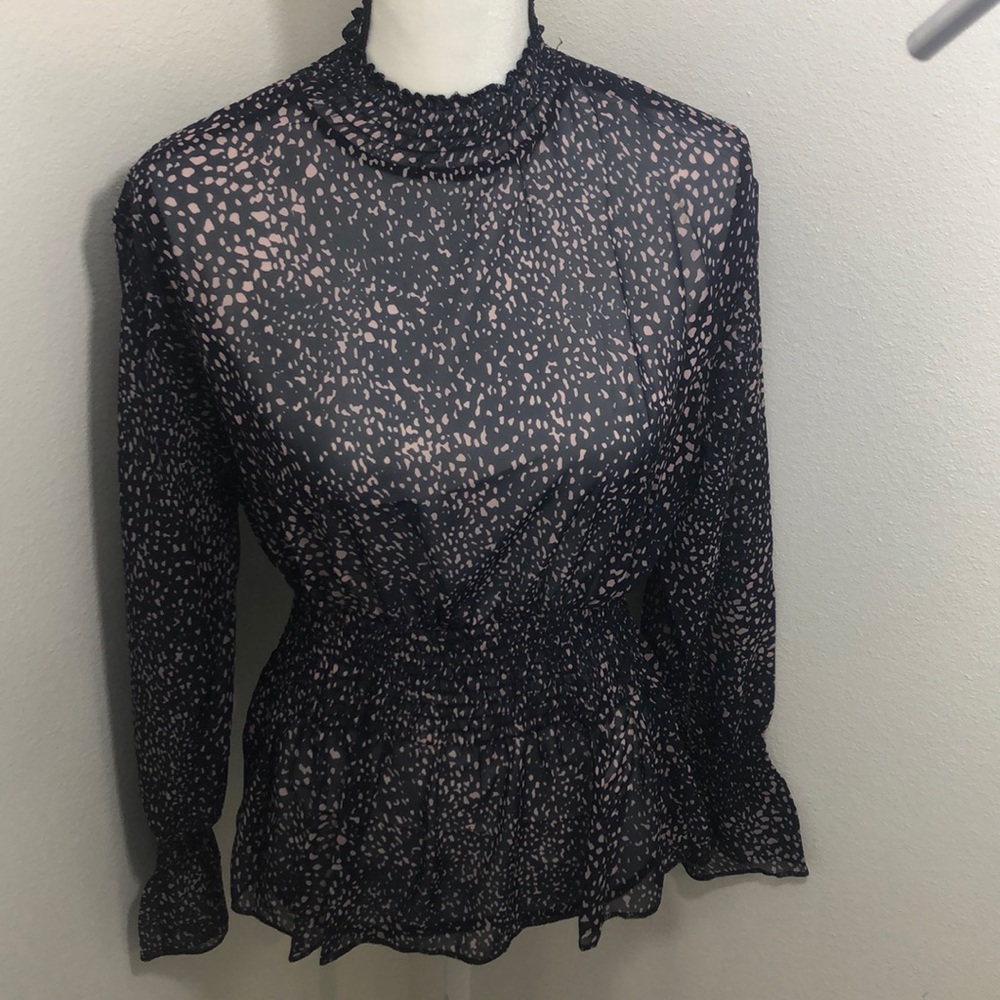 Super Cute Sheer Long Sleeve Blouse size Medium